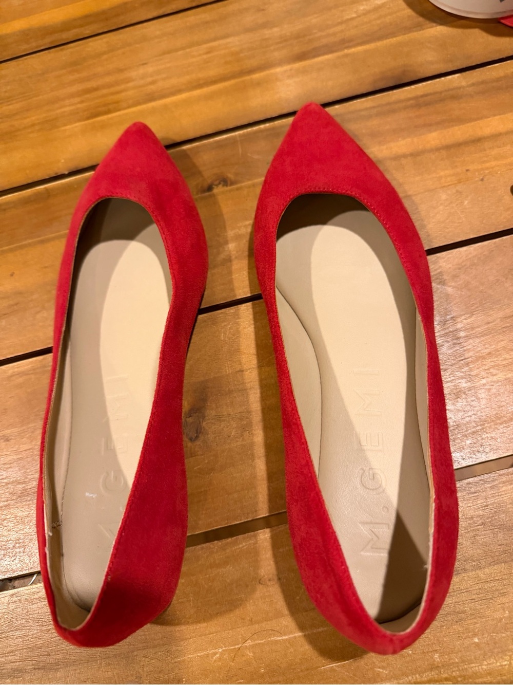 M. Gemi Red Suede Pointed-Toe Flats